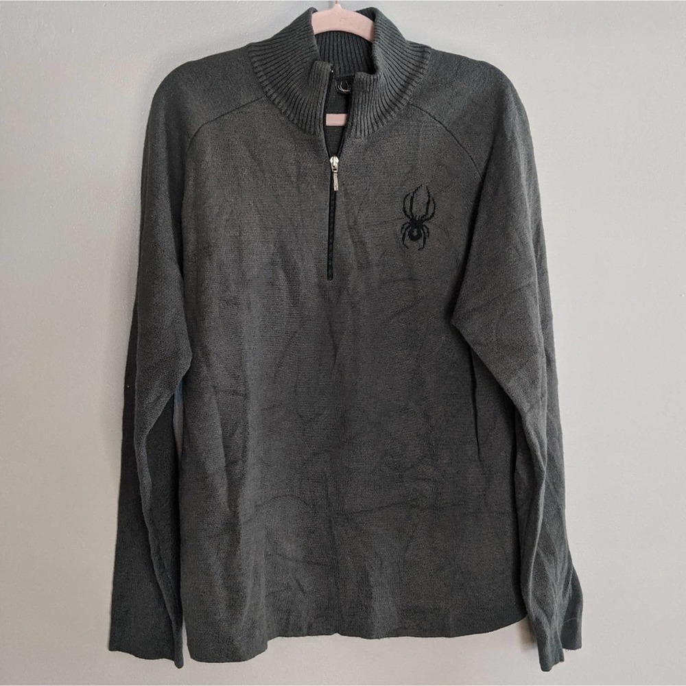 Spyder Sweater Quarter Zip Gray Mens Size Medium